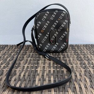 GUESS Black Logo Crossbody Bag Mini Camera Bag Purse Adjustable Strap
